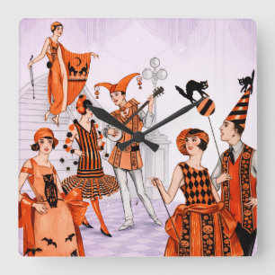 Horloge Carrée Illustration Art Déco Halloween – Vintage 1920