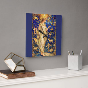Horloge Carrée Illustration céleste de la déesse du zodiaque Art 