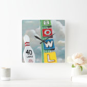 Horloge Carrée Illustration de bowling (Maison)