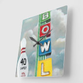 Horloge Carrée Illustration de bowling (Angle)