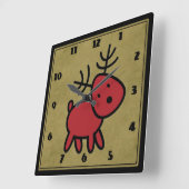 Horloge Carrée Illustration de Cute Red Christmas (Angle)