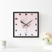 Horloge Carrée Illustration de Flamant rose rose mou (Maison)