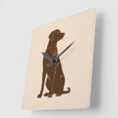 Horloge Carrée Illustration de la silhouette du labrador noir (Angle)