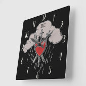 Horloge Carrée Illustration de l'Amour du 3 d'Épées dans le Tarot (Angle)