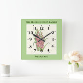 Horloge Carrée Illustration de l'aquarelle saumon Peach Gladioli (Maison)