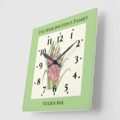 Horloge Carrée Illustration de l'aquarelle saumon Peach Gladioli (Angle)