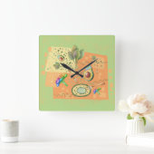 Horloge Carrée illustration des aliments sains (Maison)