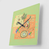 Horloge Carrée illustration des aliments sains (Angle)