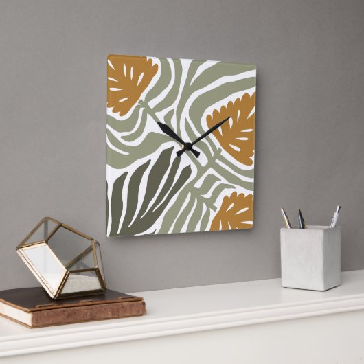 Horloge Carrée Illustration florale (Bureau)