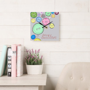 Horloge Carrée Illustration numérique colorée par un bouton