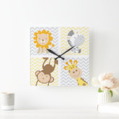 Horloge Carrée Illustrations d'animaux de bébé (Maison)