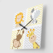 Horloge Carrée Illustrations d'animaux de bébé (Angle)