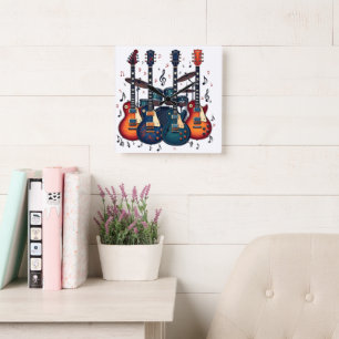 Horloge Carrée Illustrations d'instruments de musique (1)