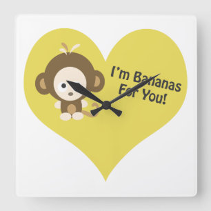 Horloge Carrée Im Bananas pour singe