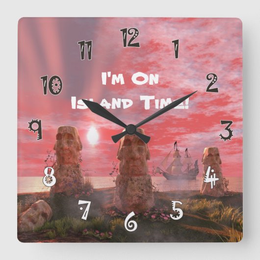 Horloge Carrée I'm On Island Sunset Square Wall Clock (Recto)