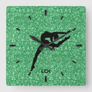 Horloge Carrée Image de la danseuse en silhouette noire à parties