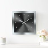 Horloge Carrée Image of Black & Silver & Metallic Stainless Steel (Maison)