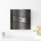Horloge Carrée Image of Shiny Metallic Modern Geometric Design (Maison)