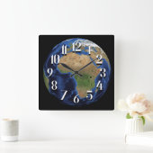 Horloge Carrée Image satellite de la planète Terre Clock Afrique (Maison)