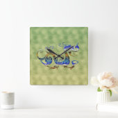 Horloge Carrée Imaginaire chinois Dragon Art Designer Cadeau Horl (Maison)