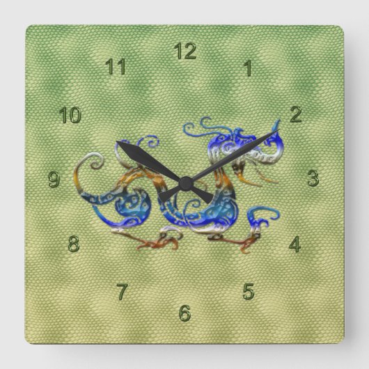 Horloge Carrée Imaginaire chinois Dragon Art Designer Cadeau Horl (Recto)