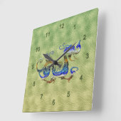 Horloge Carrée Imaginaire chinois Dragon Art Designer Cadeau Horl (Angle)