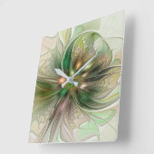 Horloge Carrée Imaginaire coloré Moderne Fleur Fractale Abstraite (Angle)