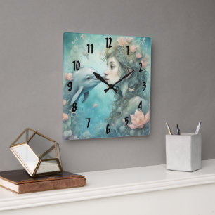 Horloge Carrée Imaginaire dauphin 3