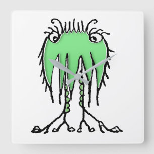 Horloge Carrée Imaginaire dessin alien mignon
