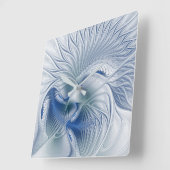 Horloge Carrée Imaginaire dynamique tons bleus Abstraits Art frac (Angle)