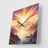 Horloge Carrée Imaginaire Mountain Valley Lake (Angle)