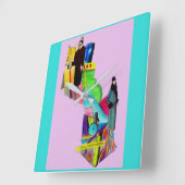 Horloge Carrée Impression art déco féminine des années 1930 (Angle)