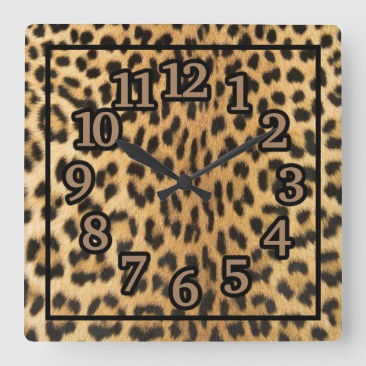 Horloge Carrée Impression de gros chat guépard (Recto)