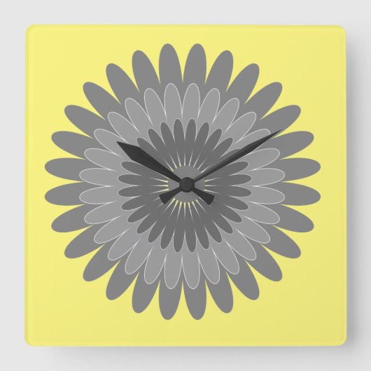 Horloge Carrée impression grise et jaune, (Recto)