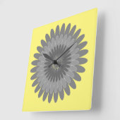 Horloge Carrée impression grise et jaune, (Angle)