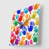 Horloge Carrée Impression manuelle colorée (Angle)