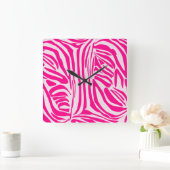 Horloge Carrée Impression zèbre rose (Maison)