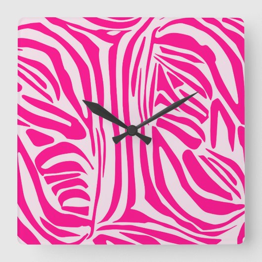 Horloge Carrée Impression zèbre rose (Recto)
