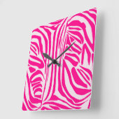 Horloge Carrée Impression zèbre rose (Angle)