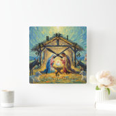 Horloge Carrée Impressionist Painting Nativity Scene (Maison)