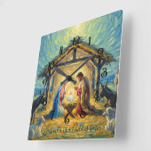 Horloge Carrée Impressionist Painting Nativity Scene (Angle)