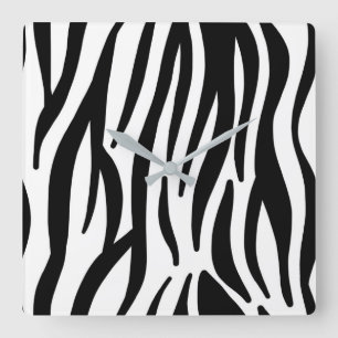 Horloge Carrée imprimé zèbre noir blanc