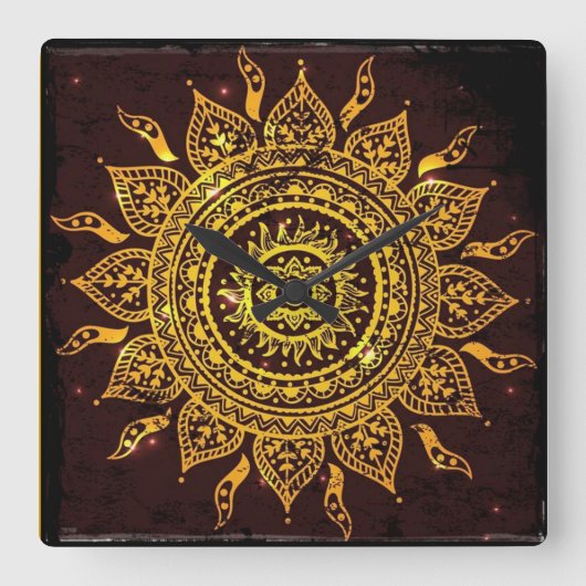 Horloge Carrée India Solar Motif Sun God (Recto)