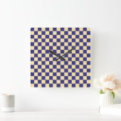 Horloge Carrée Indigo and butter checkerboard pattern (Maison)