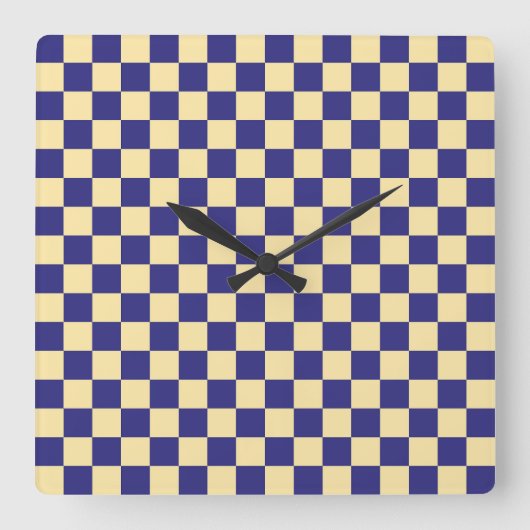 Horloge Carrée Indigo and butter checkerboard pattern (Recto)