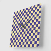 Horloge Carrée Indigo and butter checkerboard pattern (Angle)