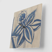 Horloge Carrée Indigo Daffodil (Angle)