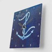 Horloge Carrée Indigo Ocean Crab Seashing Nautical Beach House (Angle)