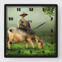 Indonesia Scenic landscape with Buffalo and Farmer
