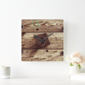 Horloge Carrée Industrial Rustic Wood Stripes (Maison)